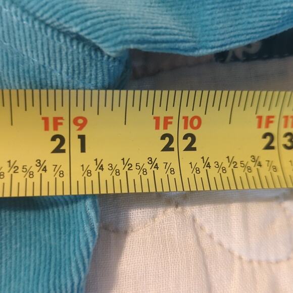 Live a Little Cotton Stretch Turquoise Corduroy Embellished Button Jacket Sz XL - Picture 9 of 15